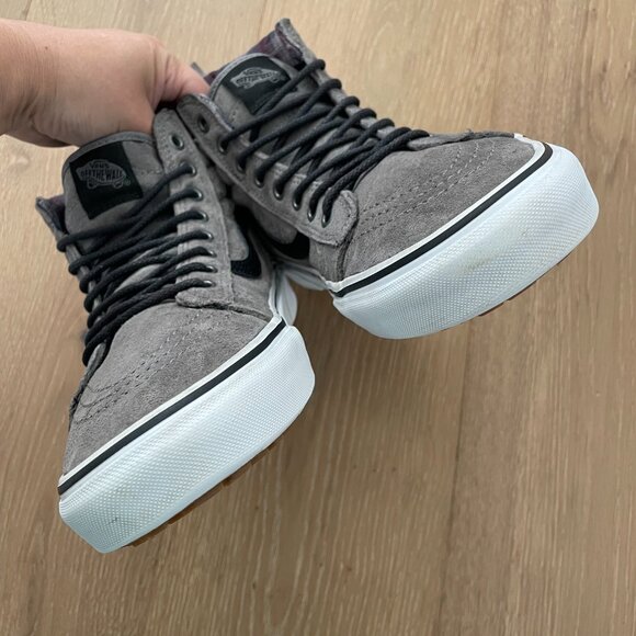 Vans Shoes Men 10.5 Sk8 Hi MTE Pewter Plaid Gray All Weather Scotchguard 721356 - Picture 7 of 12